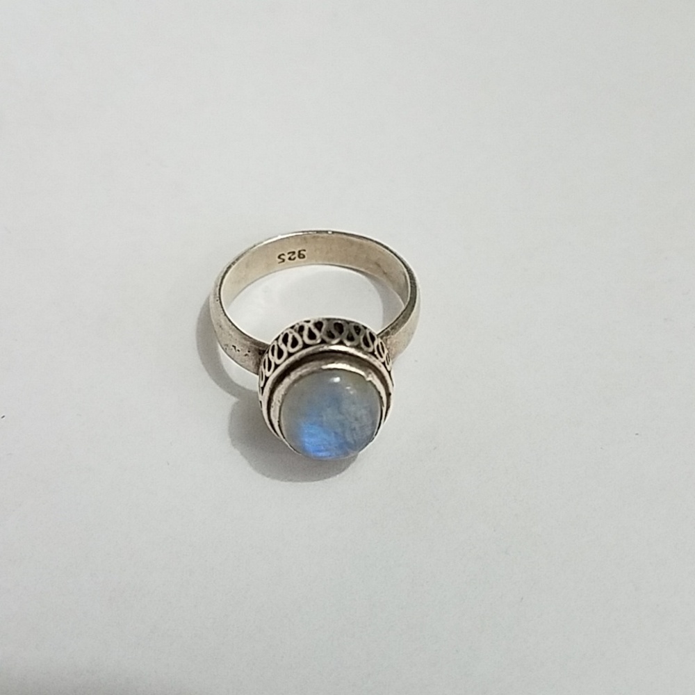 Sterling Silver Rainbow Moonstone Ring, size 6